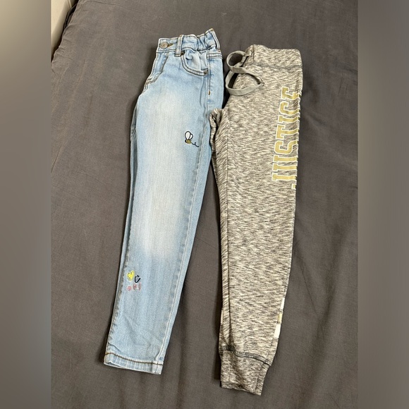 Bundle of 2 Girls Gymboree Hapy Day Embroidered denim and Justice joggers Size 6 - Picture 2 of 16